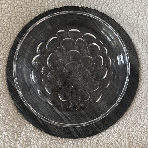 Large Dimpled HOYA Thumbprint Mid-Century Art Glass Crystal Bowl Tray 12.5” - Picture 3 of 7